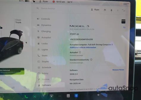 2021 Tesla Model 3 Standard Range Plus Rear-Wheel Drive z USA, uszkodzony, nr VIN 5YJ3E1EA5MF054259